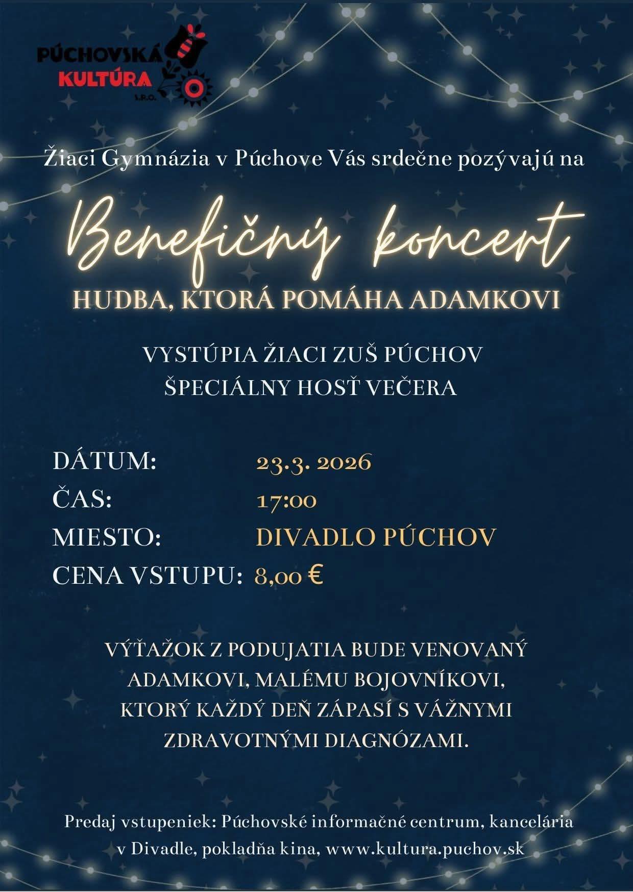 Benefičný koncert: Hudba, ktorá pomáha Adamkovi